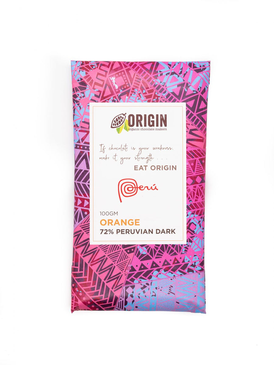 Dark Orange Vegan Chocolate - 72% Peruvian Cacao - (Carton of 8)